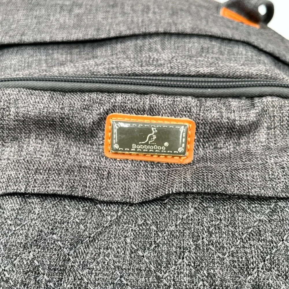 Babbleroo Backpack Charcoal Gray Pockets Padded Shoulder Straps Diaper Bag